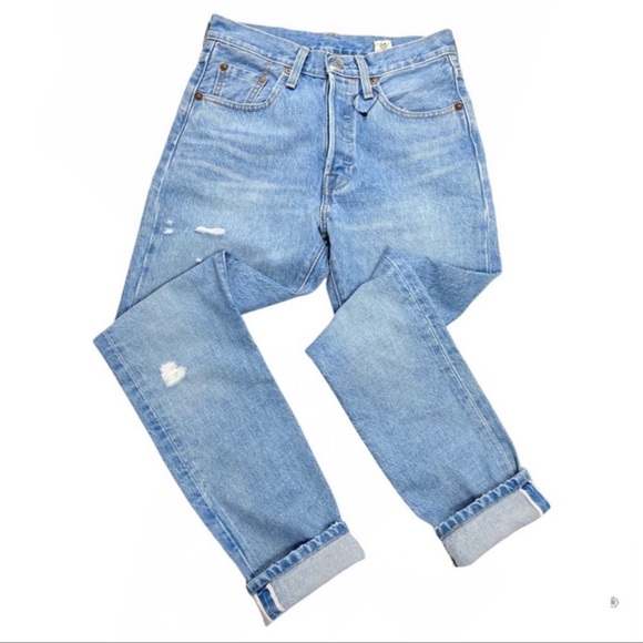 Levi’s 501s High Rise Selvage White OAK Skinny Jeans Button Fly light Washed - Picture 11 of 12